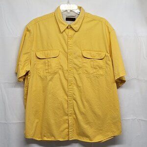 Vintage Faded Glory Mens Shirt Button Up 2XL Short Sleeve Pockets Twill Cotton